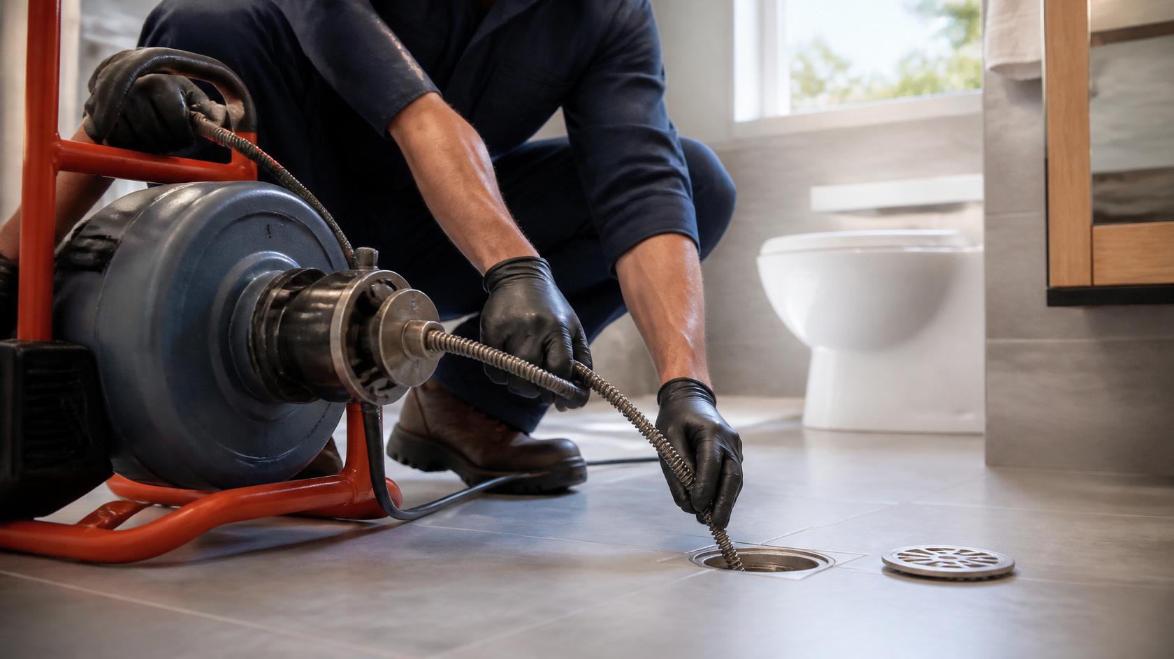 A waco Plumber cleaning the drain in residential house in waco texas.
