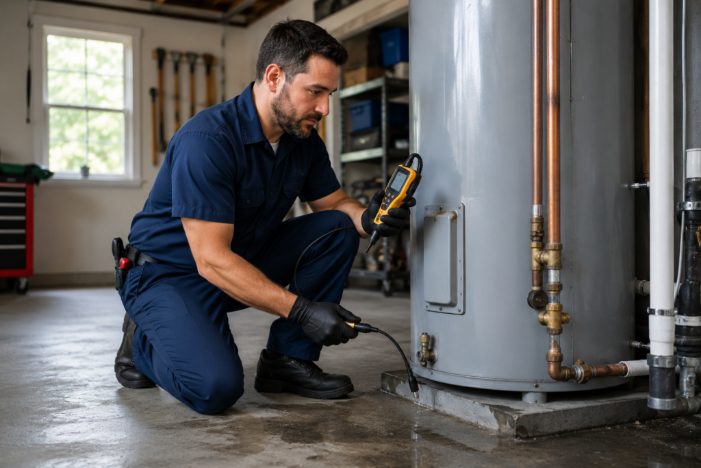 Technician detecting a leak in waco home.